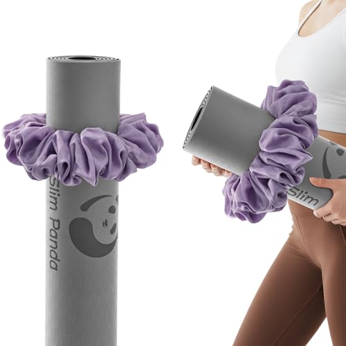 Stretchable Velvet Yoga Mat Holder Scrunchie - Purple