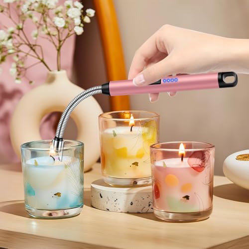 USB Rechargeable Candle Lighter with 360° Flexible Neck - 2 Pack Black & Rose Gold