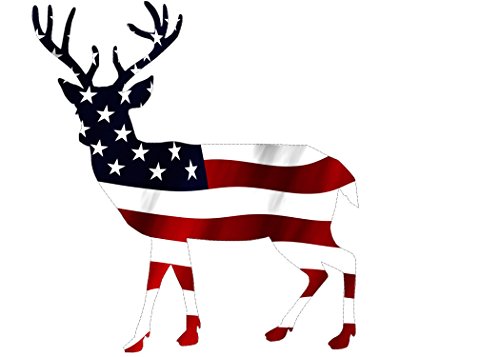 5x5 Inch Deer Hunter Buck Decal - USA Flag Vinyl Sticker