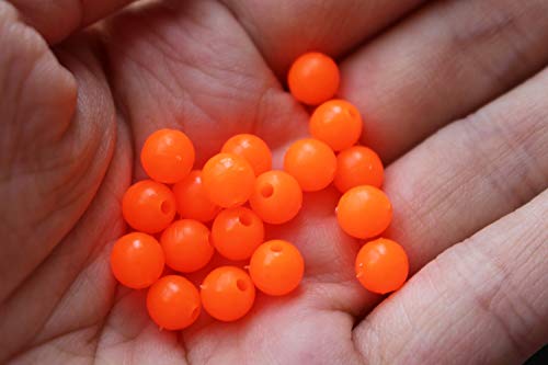 200pcs UV Hot Orange Floating Fishing Beads - 6mm
