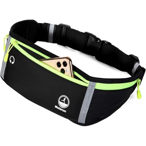 Slim Running Belt Fanny Pack - Water Resistant, Adjustable - Black