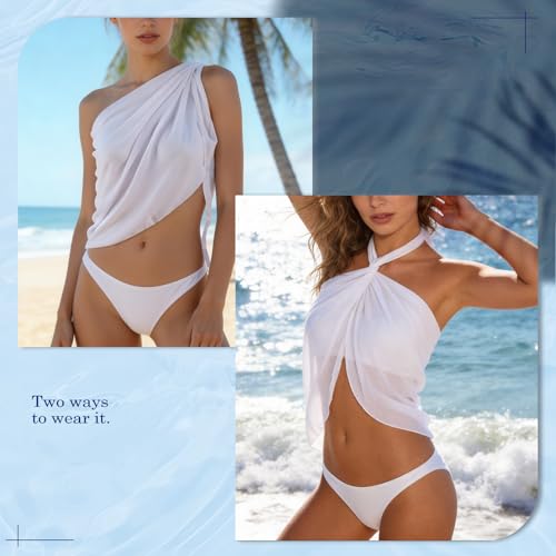 Women’s Beach Sarong Wrap Skirt - 2PCS Lightweight & Quick-Drying - Long Black & Short White
