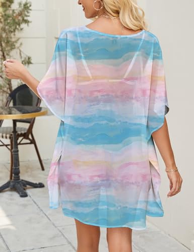 Women's Side Slit Chiffon Tunic V Neck Casual Top - Large