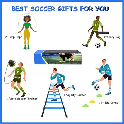 Soccer Agility Training Equipment Set - Large 20Ft Ladder & 12 Cones