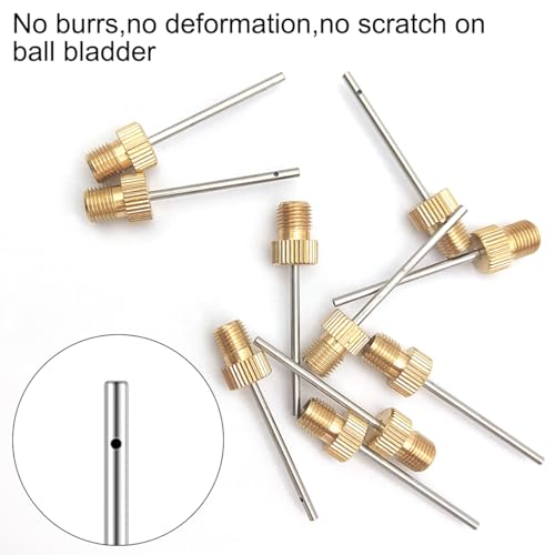 10-Pack Heavy Duty Brass Ball Pump Needles with Adaptor Hose