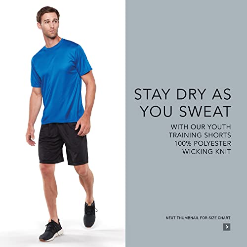 Youth Training Shorts - 9-Inch Inseam, Athletic Gym Wear, Medium