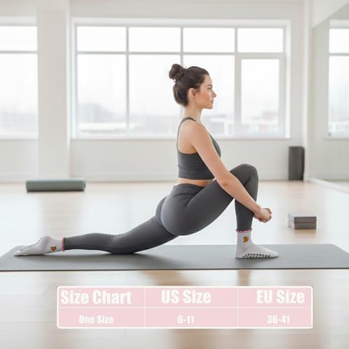 Non-Slip Pilates Grip Socks for Women - Pink Bee