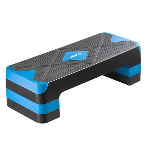 Aerobic Exercise Step Platform - 28-Inch Adjustable Fitness Step - Blue