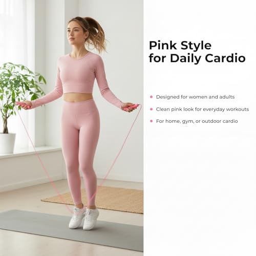 Adjustable Jump Rope for Fitness - Pink Design for Cardio
