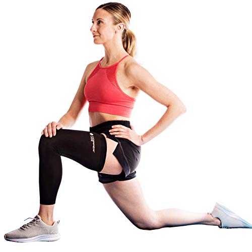 Full Leg Compression Sleeve with Copper Infusion - 2X-Large Black, Men & Women