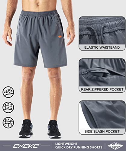 Men's Quick Dry Athletic Shorts - Lightweight Gym Shorts with Pockets - Gray 40-42