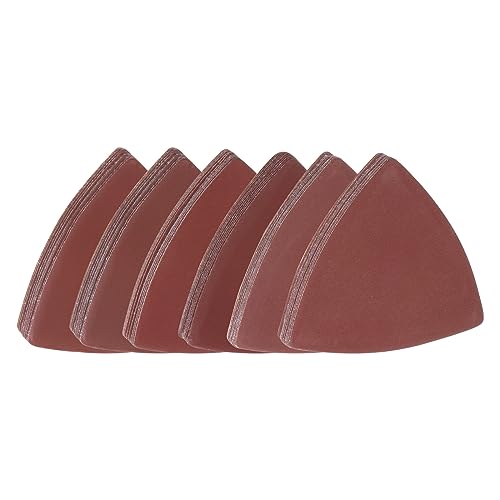 HARFINGTON 60pcs Triangular Hook & Loop Sandpapers 600/800/1000/1200/1500/2000 Grits 3-1/8" Aluminum Oxide Sanding Pads Mouse Detail Sander Papers Multitool Sheets Set (10pcs of Each Grits)