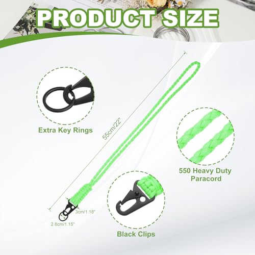550 Paracord Lanyard - Heavy Duty Keychain Necklace - Luminous Green
