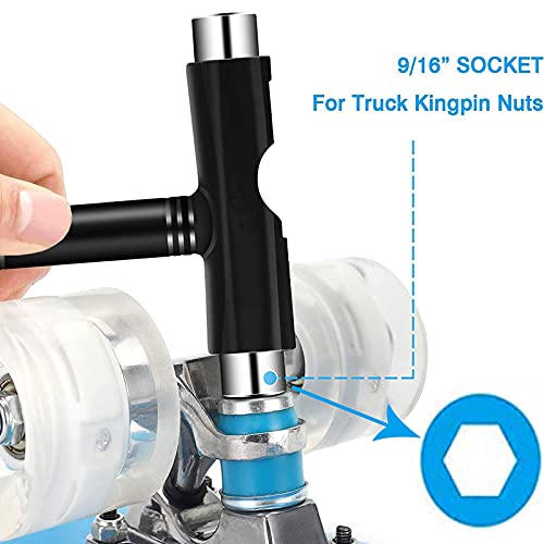 All-in-One Skate Tool Kit with 10pcs 608RS Bearings - Black