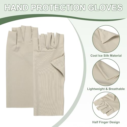 Sun Protection Gloves - Half Finger Breathable Touchscreen Gloves - Skin Tone