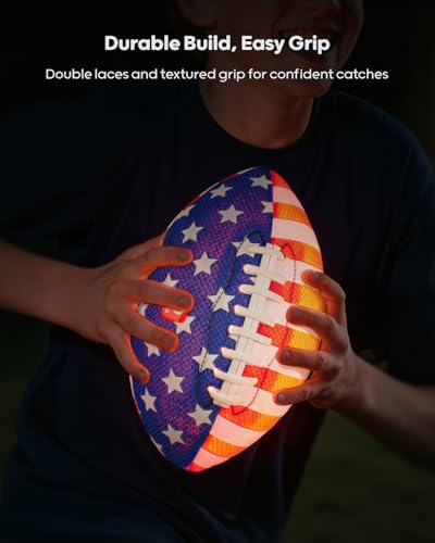 QPAU Glow in the Dark Football Size 6 - Kids Light Up Soccer Ball 1 Pack