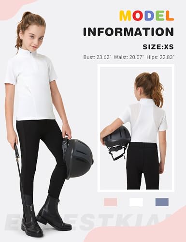 Quick Dry Girls Equestrian Riding Shirt - White, Medium