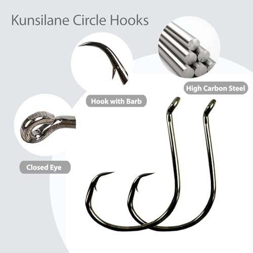 KUNSILANE 20PCS 14/0 Catfishing Circle Hooks - Octopus Style, Strong High Carbon Steel