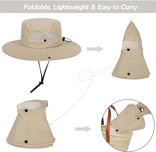Kids Beach Bucket Hat with UPF50 Protection - Beige, 5-10 Years