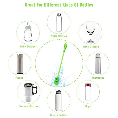 Silicone Bottle Brush Cleaner with Long Handle - Green