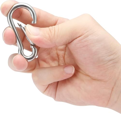 Stainless Steel Spring Snap Hook Carabiner Clips - 2.25 Inch, Set of 6