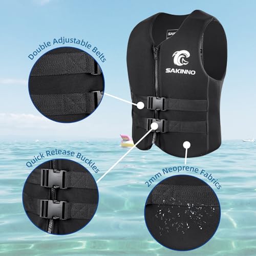 Huraty Black XX-Large Water Kayaking Jacket for Adults & Kids, Buoyancy Vest