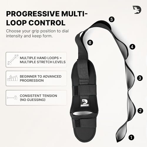 Adjustable Foot & Calf Stretcher with Padded Strap - Black