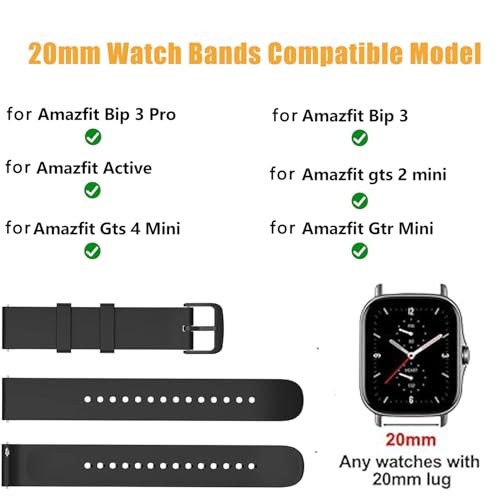 2 Pack Waterproof Soft Silicone Bands for Amazfit Bip 3 Pro - Black/Black