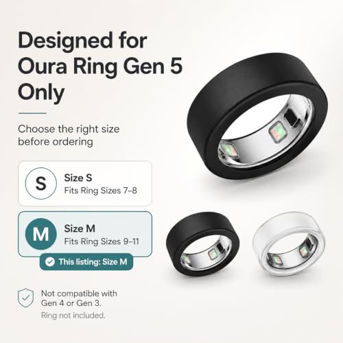 Oura Ring Gen 5 Cover - Black, Clear - Size M (9/10/11)