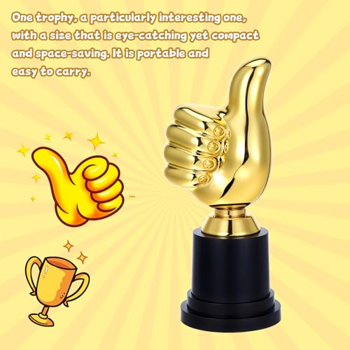 Golden Thumbs Up Trophy - 5 Inch Plastic Award for Events