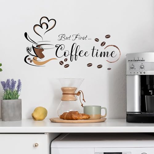 Kitchen Wall Stickers Coffee Bar Signs for Wall Decor, hanlongyu Coffee Cup Stickers Peel and Stick Art Decals for Cafe Shop Pub Office Home Decorations