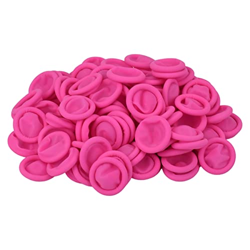 Disposable Finger Cots - 100 Pcs Latex Anti-Static Protectors, Medium Pink