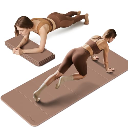 Foldable Yoga Mat 10MM Thick TPE - Brown & Apricot