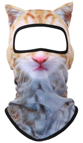 Cat Face Balaclava Mask with Ears - 3D Orange Cat Design
