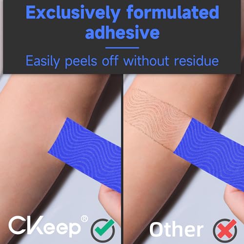 CKeep Uncut Blue Kinesiology Tape 2 Rolls - Premium Elastic Athletic Tape