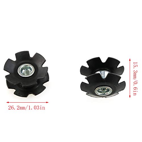 2PCS Bicycle Headset Star Nuts for 1-1/8 Inch Forks - Black