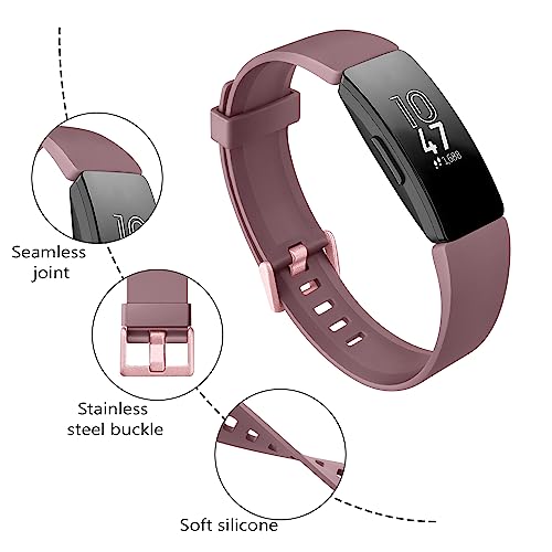 Adjustable Soft Silicone Bands for Fitbit Inspire 2 - Black, Smoky Purple, Starlight, Avocado Green