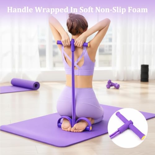 Purple Resistance Bands with Handles & Foot Pedal — Full Body Workout Equipment
