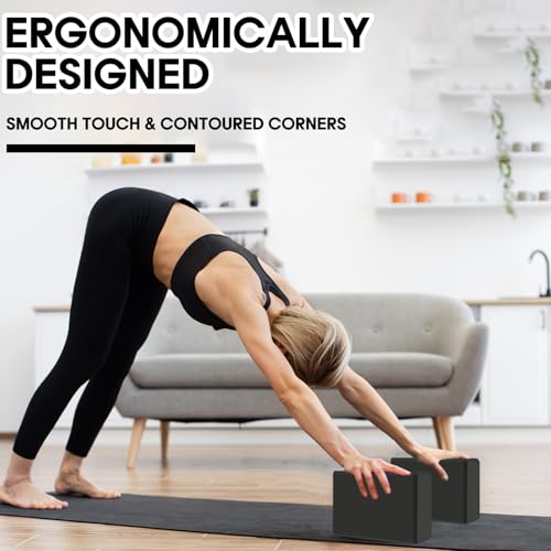 Yoga Block - Soft Non-Slip EVA Foam - Black for Stability & Stretching