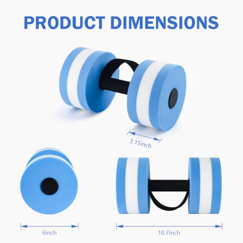 Aquatic Dumbbells - 2Pcs Water Weights for Exercise - Blue
