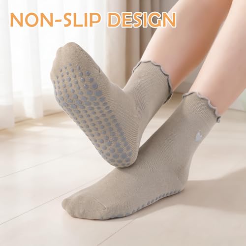 Cute Non-Slip Pilates Grip Socks for Women - 6 Pairs