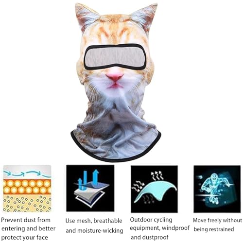 3D Cat Ear Balaclava Ski Mask - Windproof Thermal Face Mask for Outdoor Sports