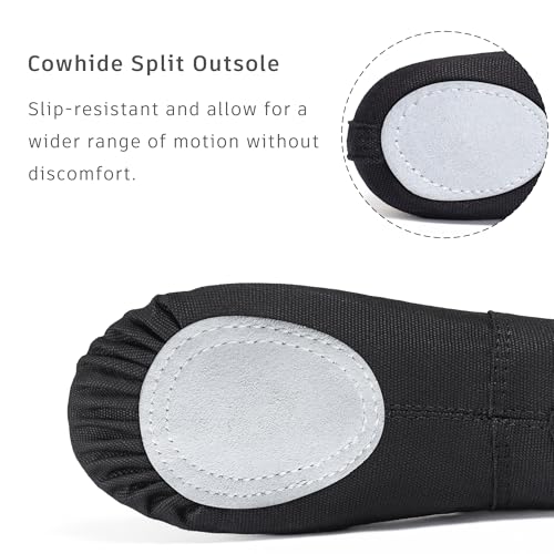 Ballet Shoes for Women - Split Sole Dance Shoes, 7.5 Women/6.5 Men - Black