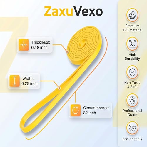 Pull Up Resistance Band - 41-Inch Latex Exercise Band - Yellow / 5-15 Lbs