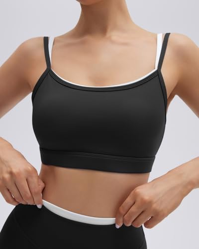 Workout Set - Layered Sports Bra & Biker Shorts - Medium Black