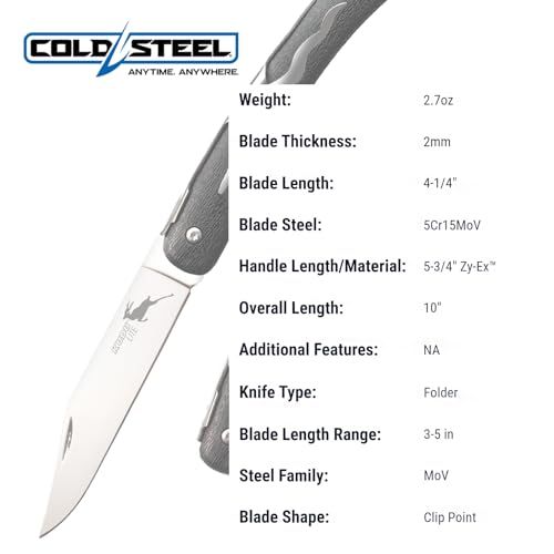 Kudu Lite Folding Knife - 4.25" Clip Point Blade, 4.3" Handle