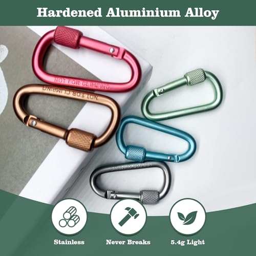 2-Inch Locking Carabiner Clips - 8 Pack D-Ring Snap Hooks for Outdoor Use