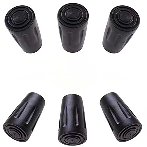 Rubber Trekking Pole Tips - Durable Replacement Tips for Hiking Poles (6 Pack)