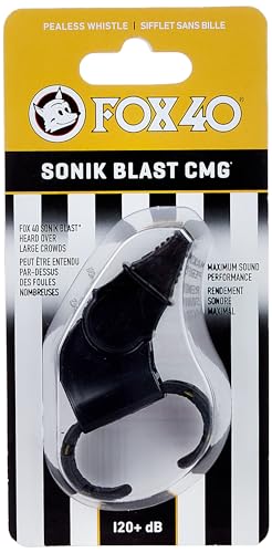 Pealess Whistle with Finger Grip - 120+ Decibels - Black