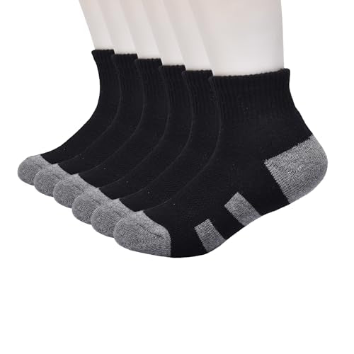 Kids' Quarter Crew Socks Multi-Pack - Soft & Stretchy, True Black